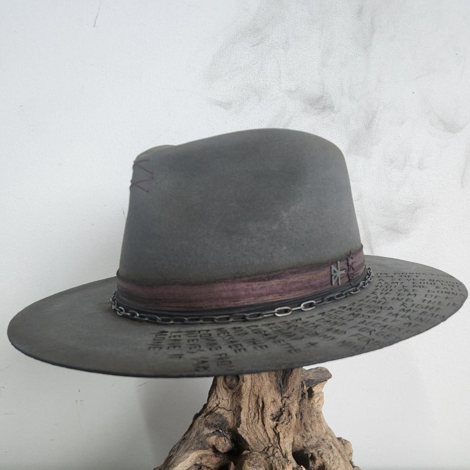 Lightly Distressed Premium Grey Fur Felt Fedora Hat